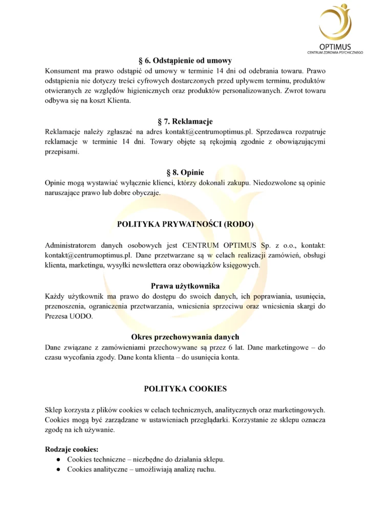 dokmenty sklepu centrum optimus 2